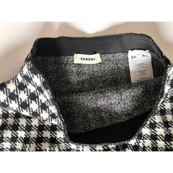 Sandro Gingham Jacquard-knit Mini Skirt Black White Size 36 - Picture 6 of 7
